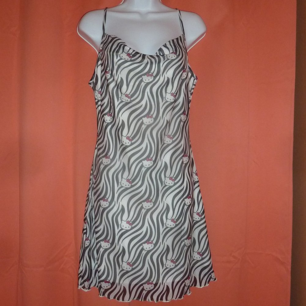 Hello Kitty Zebra Print Slip Dress Y2K SHEIN Collab NWT Spaghetti Strap Mini